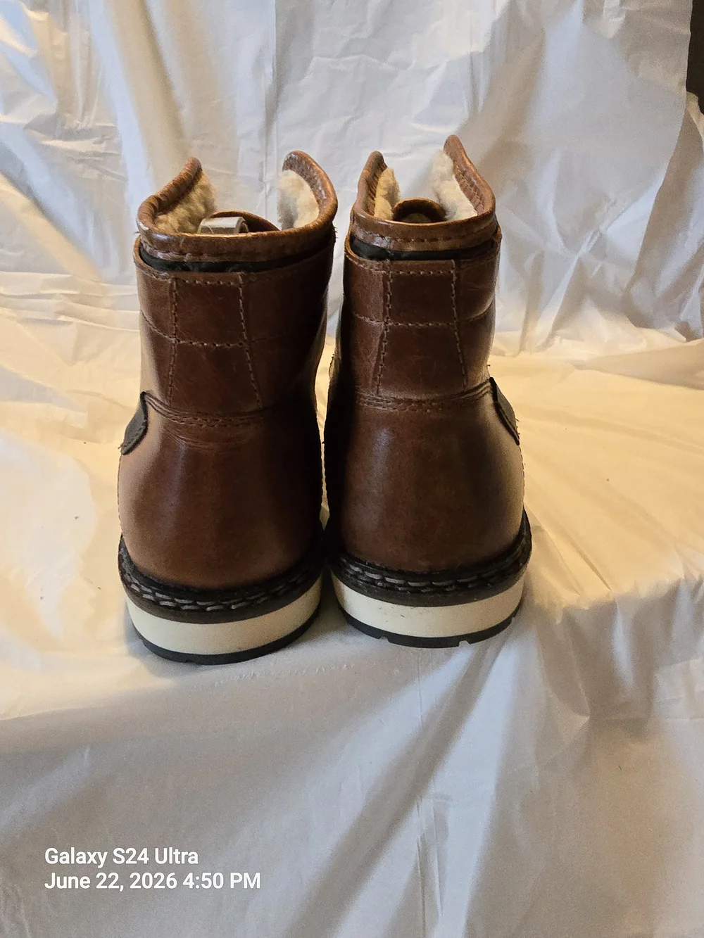 Franco Fortini Blake Men's Brown Leather Cap Toe Winter Boot Faux Fur Lined 11.5